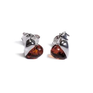 Miniature Heart Stud Earrings In Silver And Amber Default Title