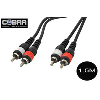 2 x RCA to 2 x RCA Phono Audio Leads - 1.5m High-Quality Stereo Cables