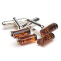 Click to view product details and reviews for Double Cylinder Cufflinks In Silver And Amber Cherry.