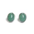 Click to view product details and reviews for Small Oval Stud Earrings In Silver And Aventurine Default Title.