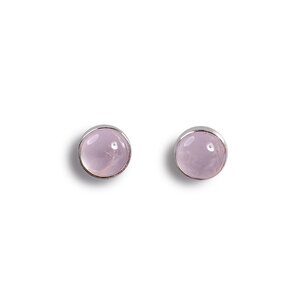 Small Round Stud Earrings In Silver And Pink Quartz Default Title
