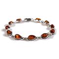 Click to view product details and reviews for Teardrop Link Bracelet In Silver And Amber Cognac.