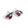 Click to view product details and reviews for Miniature Robin Stud Earrings In Silver And Coral Default Title.