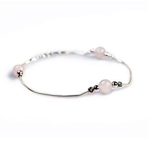 Bead Bracelet In Silver And Rose Quartz Default Title