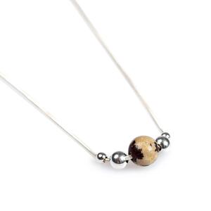 Delicate Single Stone Necklace In Silver And Dalmatian Jasper Default Title
