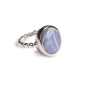 Large Oval Delicate Ring In Silver And Blue Lace Agate M