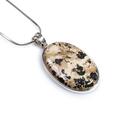 Click to view product details and reviews for Large Oval Statement Necklace In Silver And Dalmatian Jasper 16 42cm.