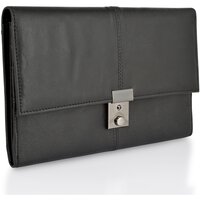 Lorenz Unisex Genuine Leather Passport Holder / Travel Document Case - Black