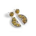 Click to view product details and reviews for Lime Slice Fruit Drop Earrings In Silver And Green Amber Default Title.