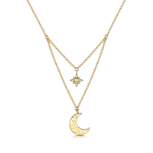 Rox Celestial Gold Vermeil Plated Moon And Star Pendant