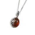 Click to view product details and reviews for Cognac Amber Oval Necklace In Silver 16 42cm.