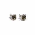 Click to view product details and reviews for Square Stud Earrings In Silver And Green Amber Default Title.