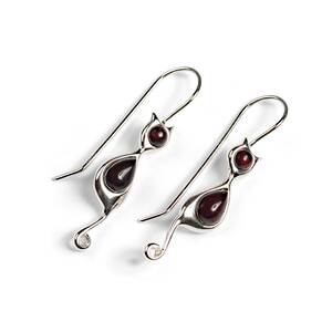 Black Cat Drop Earrings In Silver And Cherry Amber Default Title