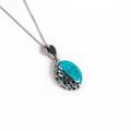 Click to view product details and reviews for Oval Turquoise Necklace In Silver 16 42cm.
