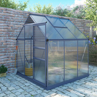 Aluminium Frame Polycarbonate Greenhouse Grey 6 X 6.1ft