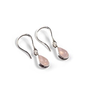Teardrop Hook Earrings In Silver And Rose Pink Quartz Default Title