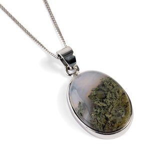 Moss Agate Necklace Natural Designer Gemstone 16 42cm