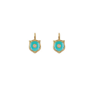 Gucci Lmdm 18ct Ylw Gold Dia Turq Earrings 010ct