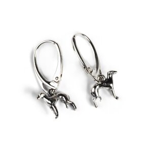 Miniature Greyhound Whippet Sighthound Hook Earrings In Silver Default Title Miniature Greyhound Whippet Sighthound Hook Earrings In Silver Default Title