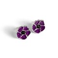 Click to view product details and reviews for Hand Painted Purple Poppy Stud Earrings In Silver And Amber Default Title.