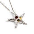 Click to view product details and reviews for Large Starfish Necklace In Silver And Amber 16 42cm.