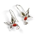 Click to view product details and reviews for Hummingbird Hook Earrings In Silver Green Amber And Coral Default Title.