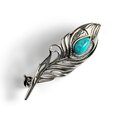 Click to view product details and reviews for Peacock Feather Brooch In Silver And Turquoise Default Title.