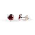 Click to view product details and reviews for Small Round Stud Earrings In Silver And Garnet Default Title.