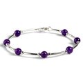 Click to view product details and reviews for Bead Tube Bangle In Silver And Amethyst Default Title.