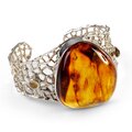 Click to view product details and reviews for Luxurious Statement Bangle In Silver And Amber Default Title.