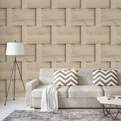 Harrow Weave Wood Panel Wallpaper Beige Debona 6738