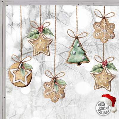 8 Christmas Cookie Window Decals - Medium Set