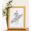 Personalised Male Surfer Word Art Gift