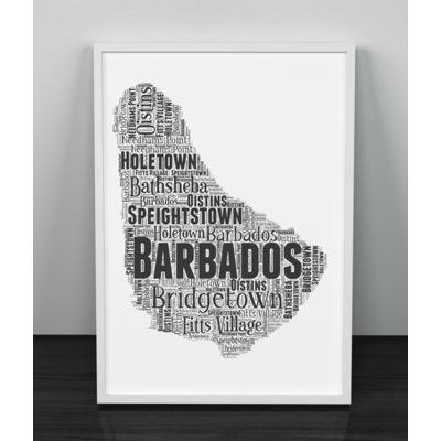 Personalised Barbados Word Art Map