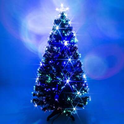 Black Fibre Optic Christmas Tree 2ft to 6ft with Multicoloured LED Lights, 2ft / 60cm