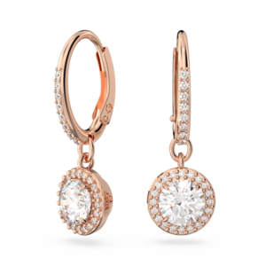 Swarovski Constella Drop Earrings Round Cut Pav233 White Rose Gold Tone Plated 5638769