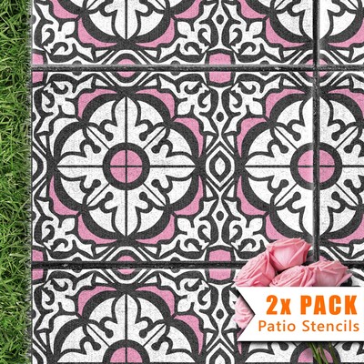 Tavira Patio Stencil - Rectangle Slabs - 1.5x Large Pattern / 2 pack (2 stencils)
