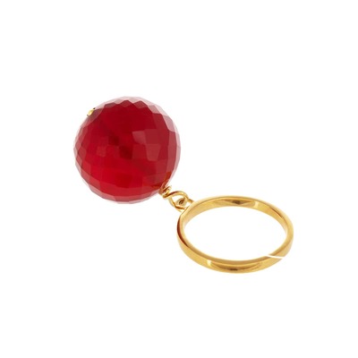 Bubble Red Onyx Gold Ring (adjustable)