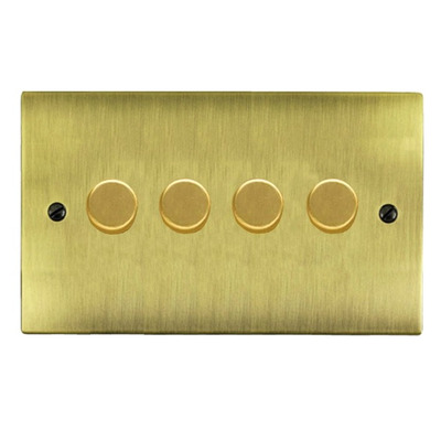 M Marcus Electrical Elite Flat Plate 4 Gang Dimmer Switch, Antique Brass, 250 Watts OR 400 Watts - T91.974 ANTIQUE BRASS - 250 WATTS