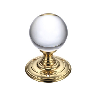 Zoo Hardware Fulton & Bray Clear Glass Ball Mortice Door Knobs, Polished Brass - FB300 (sold in pairs) POLISHED BRASS