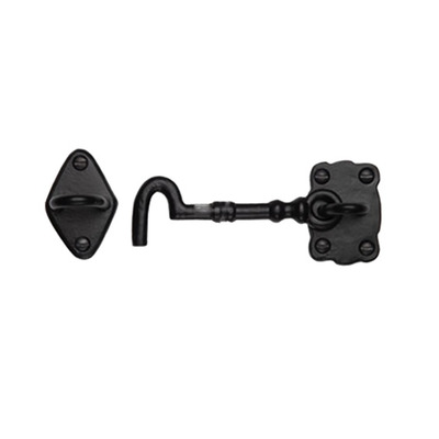 M Marcus Tudor Collection Cabin Hook (106mm OR 153mm), Rustic Black Iron - TC153 RUSTIC BLACK IRON - 4" (106mm)