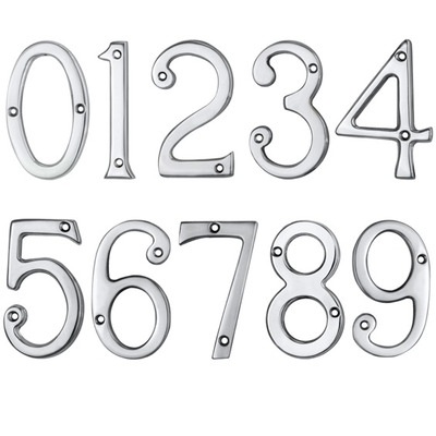 Carlisle Brass Face Fix Door Numerals (0-9), Polished Chrome - N0CP POLISHED CHROME - 8