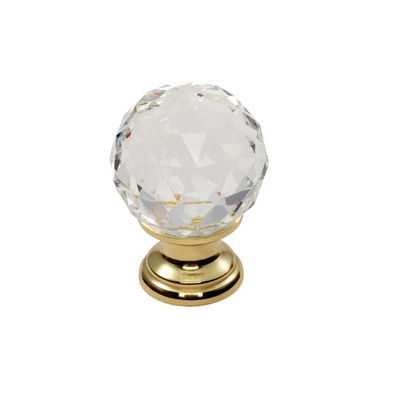 Carlisle Brass Fingertip Crystal Clear Faceted Cupboard Knob (25mm, 31mm, 35mm OR 40mm), Polished Brass - FTD670CTB POLISHED BRASS - 31mm