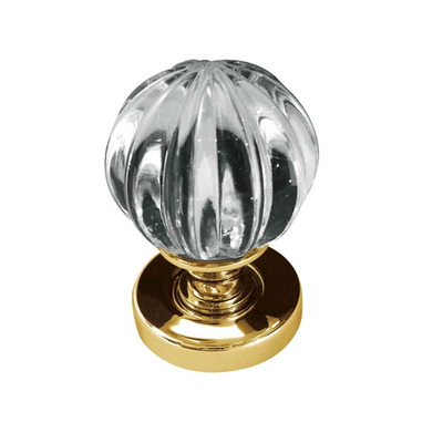 Frelan Hardware Pumpkin Glass Mortice Door Knob, Polished Brass - JH5202PB (sold in pairs) POLISHED BRASS