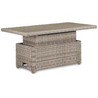 Kettler Palma Signature Oyster Wicker High Low Adjustable Aluminium Wood-Effect Slat Top Table