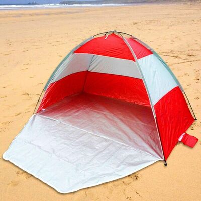 Large 2.1m UV Beach Dome Tent Shelter With Zip Up Door - RED