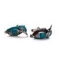 Click to view product details and reviews for Kingfisher Bird Cufflinks In Silver Turquoise And Amber Default Title.