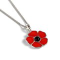 Click to view product details and reviews for Hand Painted Poppy Flower Necklace In Silver And Amber 16 42cm.