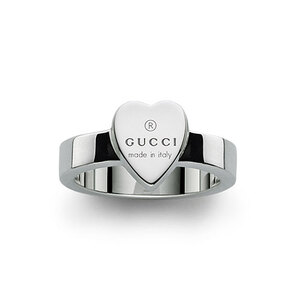 Gucci Trademark Sterling Silver Heart Ring Size L
