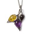 Click to view product details and reviews for Beech Leaf Necklace In Silver Amethyst And Amber 16 42cm.